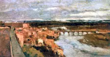 Landscape with Village and Bridge c1855-1892. Artist: Stanislas Lepine