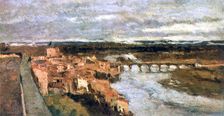 Landscape with Village and Bridge c1855-1892. Artist: Stanislas Lepine