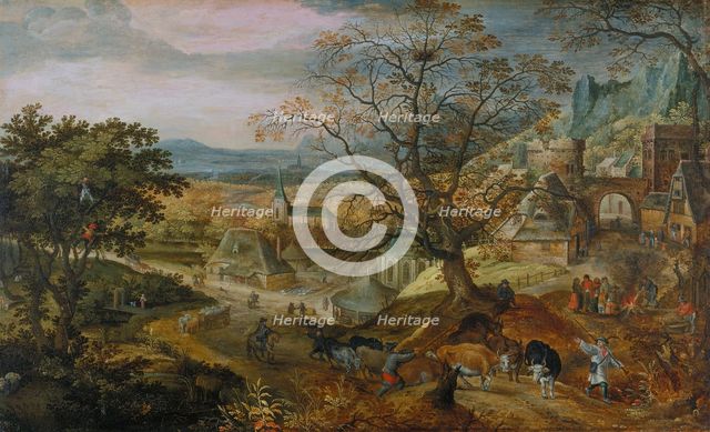 Landscape with Village: "Autumn", c1600. Creator: Jacob Savery I.
