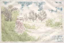 Landscapes: Woman in a Striped Dress (Paysage: Femme en robe à rayures), 1898. Creator: Ker Xavier Roussel (French, 1867-1944)