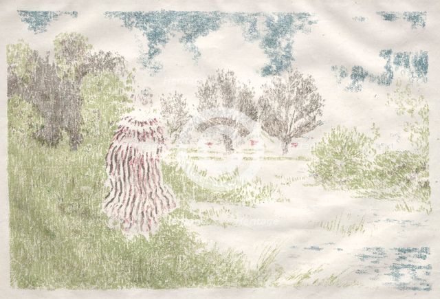 Landscapes: Woman in a Striped Dress (Paysage: Femme en robe à rayures), 1898. Creator: Ker Xavier Roussel (French, 1867-1944).