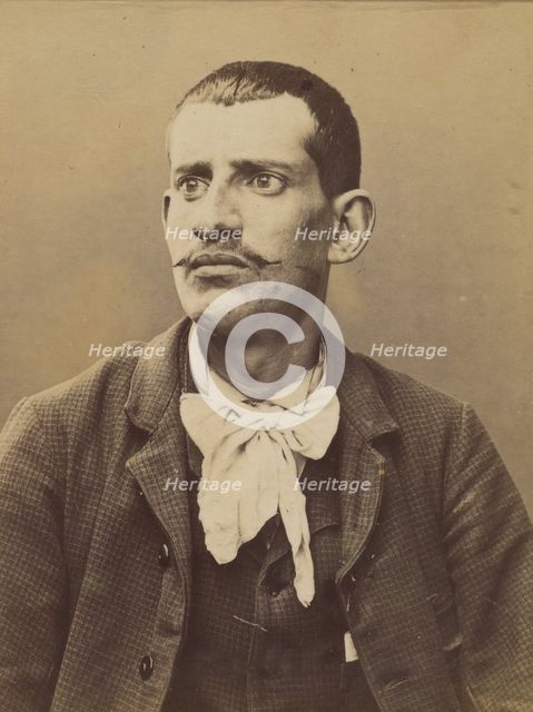 Landschoot. Edouard. 27 ans, né le 6/8/67 à Paris. Bijoutier. Anarchiste. 2/7/94., 1894. Creator: Alphonse Bertillon.