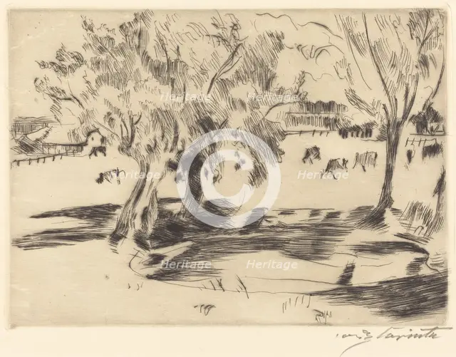 Landschaft mit Kühen (Landscape with Cows), 1917. Creator: Lovis Corinth.