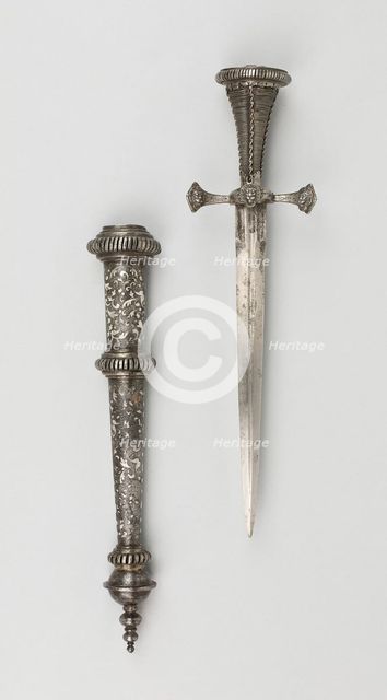 Landsknecht Dagger with Scabbard, Germany, c. 1550/60, (dagger: 19th cent. in 16th century style). Creator: Unknown.