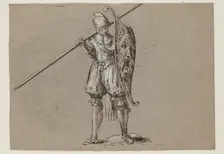 Landsknecht with Shield and Pike, 1624. Creator: Herman Breekerveld