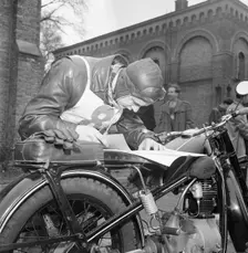 Landskrona Motorcycle Club having an orienteering competion, Sweden, 1951. Creator: Unknown