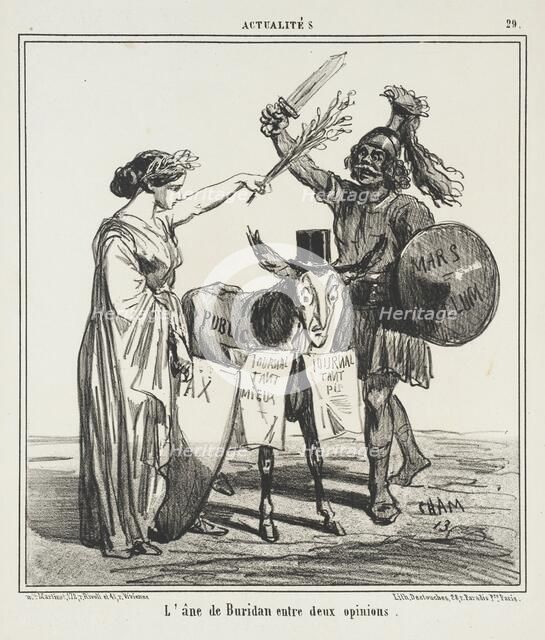 L'âne de Buridan entre deux opinions, 1859. Creator: Cham.