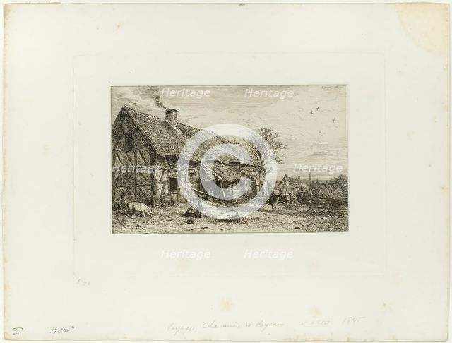Lanscape with Peasant Dwelling, 1845. Creator: Charles Emile Jacque.