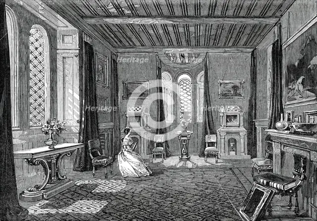 Lansdown Tower - the Scarlet Drawing-Room, 1845. Creator: Unknown.