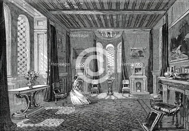 Lansdown Tower - the Scarlet Drawing-Room, 1845. Creator: Unknown.