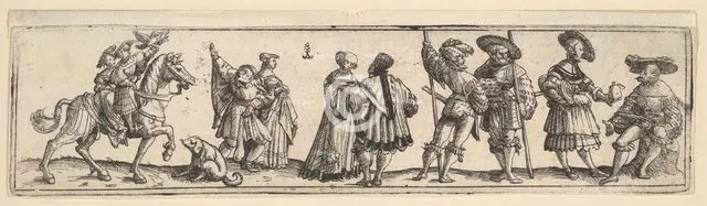 Lansquenets and ladies, 1531. Creator: Christoph Bockstorffer.