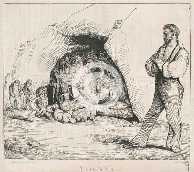 L'antre du lion, 19th century. Creator: Honore Daumier.
