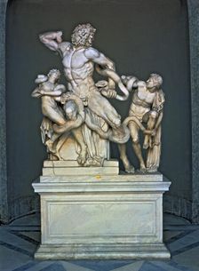 Laocoon. Sculptural group representing the Trojan priest and his two sons strangled by snakes.