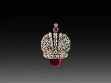 Lapis Lazuli Easter Egg (miniature crown surprise), late 1800s - early 1900s. Creator: Peter Carl Fabergé (Russian, 1846-1920), firm of