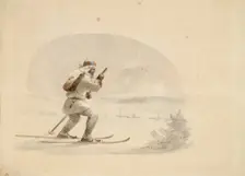 Laplander Skiing, 1850-1855. Creator: Karl Anders Ekman