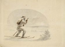 Laplander Skiing, 1850-1855. Creator: Karl Anders Ekman