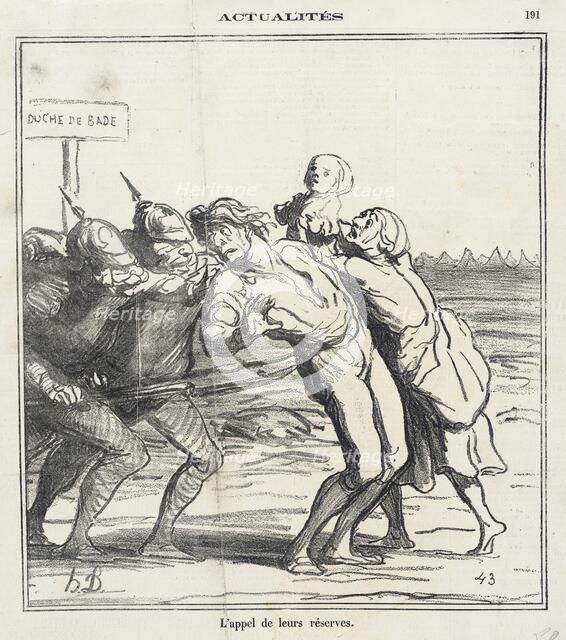 L'Appel de leurs réserves, 1870. Creator: Honore Daumier.