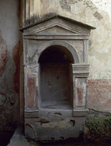 Lararium, House of the Tragic Poet, Pompeii, Italy, 2nd century BC. Creator: LTL