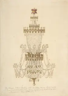 Large Chandelier at Carlton House, Pall Mall, 19th century. Creator: Edmund Thomas Parris