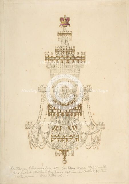Large Chandelier at Carlton House, Pall Mall, 19th century. Creator: Edmund Thomas Parris.
