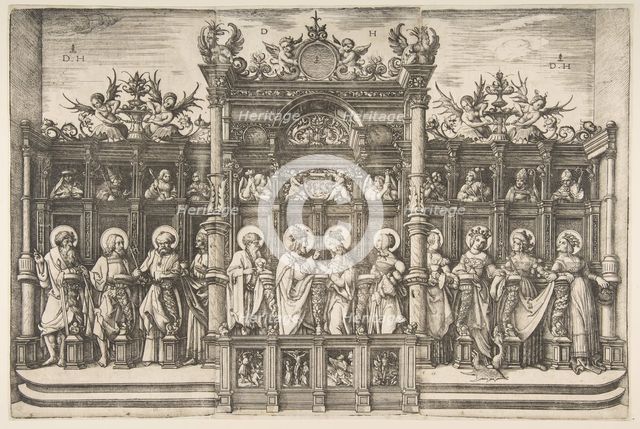 Large Choirstall with Christ Blessing the Virgin, ca. 1518-20. Creator: Daniel Hopfer.