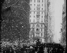 Large Crowd Gathering with American Flag in the Foreground, 1933. Creator: British Pathe Ltd