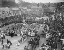 Large crowd in the Market Place to welcome Prince and Princess of Wales, Wantage, Oxfordshire,1898. Creator: Henry Taunt