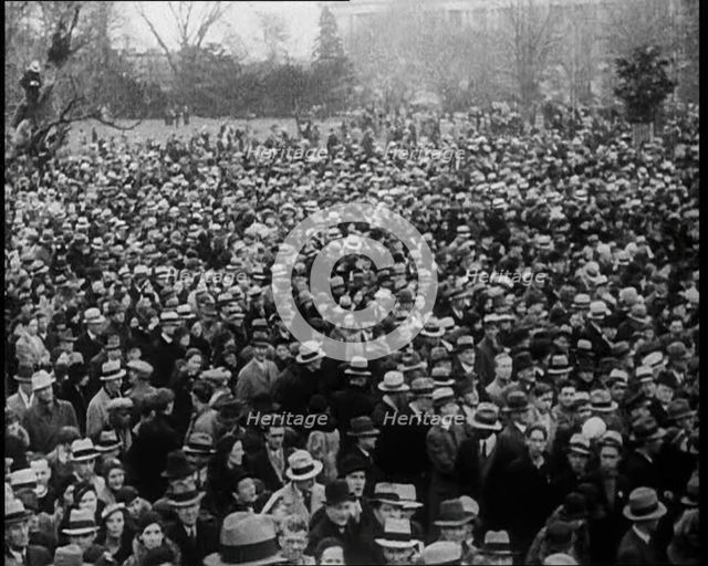 Large Crowd Standing Outside, 1933. Creator: British Pathe Ltd.