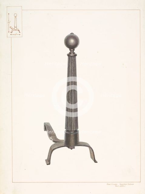 Large Andiron, c. 1937. Creator: Edward L Loper.