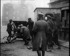 Large Artillery Gun Being Fired in Dublin, 1922. Creator: British Pathe Ltd