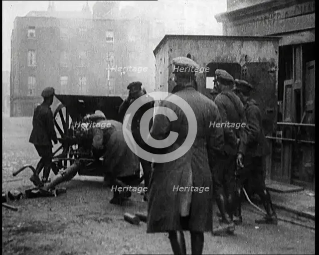 Large Artillery Gun Being Fired in Dublin, 1922. Creator: British Pathe Ltd.