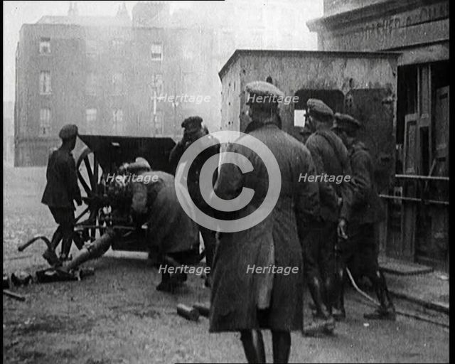 Large Artillery Gun Being Fired in Dublin, 1922. Creator: British Pathe Ltd.