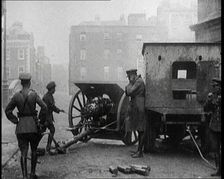 Large Artillery Gun Being Fired in Dublin, 1922. Creator: British Pathe Ltd
