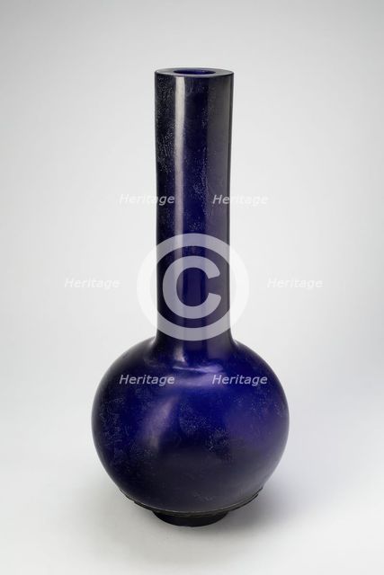 Large Blue Glass Bottle Vase, Qing dynasty (1644-1911), 19th century. Creator: Unknown.