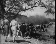 Large Group of People Hiking Together, 1933. Creator: British Pathe Ltd