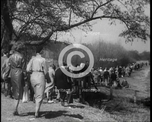 Large Group of People Hiking Together, 1933. Creator: British Pathe Ltd.