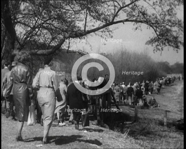 Large Group of People Hiking Together, 1933. Creator: British Pathe Ltd.