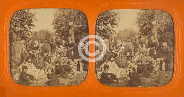 Large group outside, 1855-1860. Creator: Unknown.