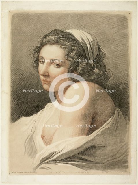 Large Female Head, c. 1786. Creator: Gilles-Antoine Demarteau.