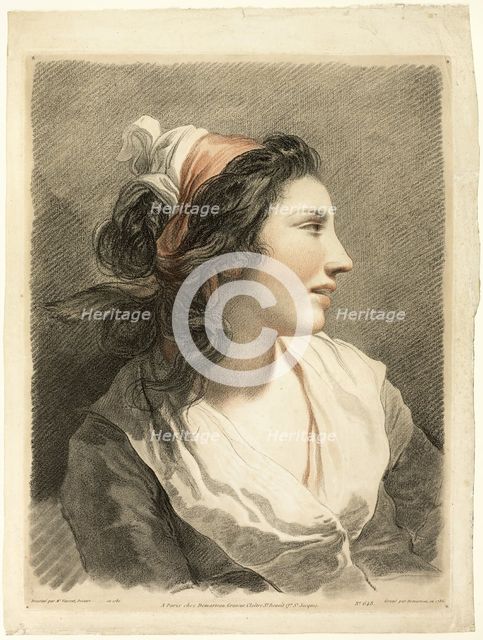 Large Female Head, c. 1788. Creator: Gilles-Antoine Demarteau.