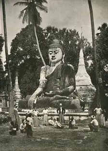 Large Figure of Buddha on Shwe Dagon Platform, Rangoon 1900. Creator: Unknown