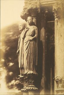 [Large Figures on the North Porch, Chartres Cathedral], 1852. Creator: Henri Le Secq