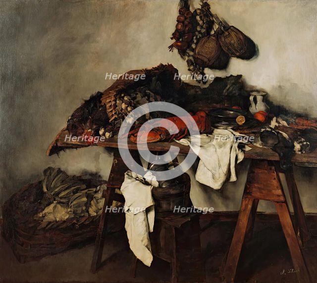 Large kitchen still life, 1879. Creator: Carl Schuch.