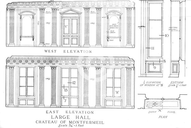 Large Hall, Chateau of Montfermeil, Paris, 1924. Artist: Unknown.