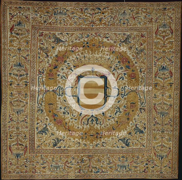 Large Hanging with Crown and Escutcheon, Peru, c. 1700. Creator: Unknown.