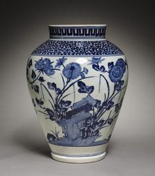 Large Jar with Peonies and Chrysanthemums, late 17th century. Creator: Unknown