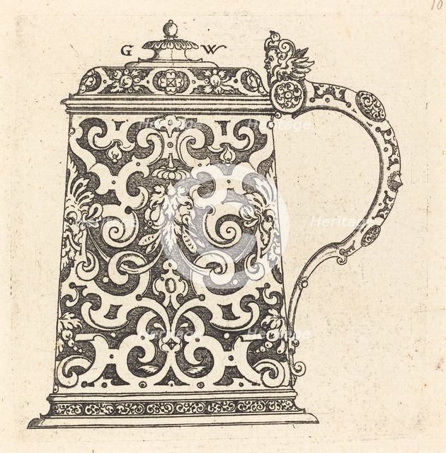 Large jug, the handle formed by a snake, published 1579. Creator: Georg Wechter I.