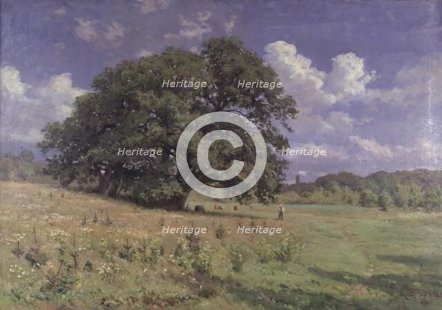 Large oaks by a bog, 1890. Creator: Rudolf Bissen.