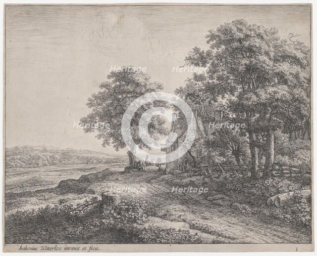 Large Linden Tree Before an Inn, 17th century. Creator: Anthonie Waterloo.