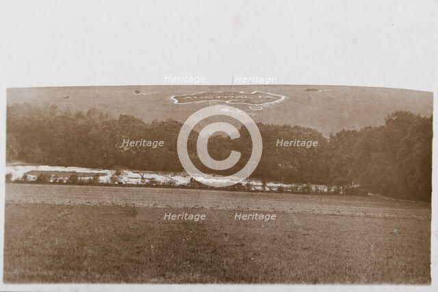 Large map of Australia carved into the chalk downs at Hurdcott Camp (Compton...2 June 1917. Creator: Murphy.